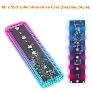 NVME PCIE NGFF SATA M/ B 키 SSD 디스크용 투명 하드 드라이브 인클로저 RGB M2 케이스 M.2-USB C