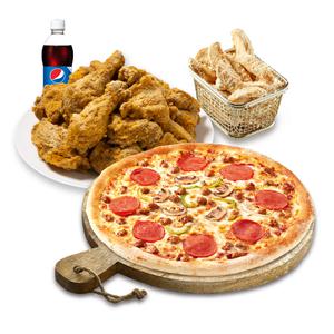[피나치공] 뿌리공피치세트L(콤비네이션피자L+뿌리공치킨(뼈)+리얼웨지콘스프+콜라1.25L)