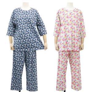 [옷자락]여성 쿨링 꽃패턴 7부 반팔티 긴바지 홈웨어 세트