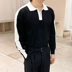 [다잇템] 남자 카라넥 하프집업 큰사이즈 투컬러 사이드라인 티셔츠_18609411_588872