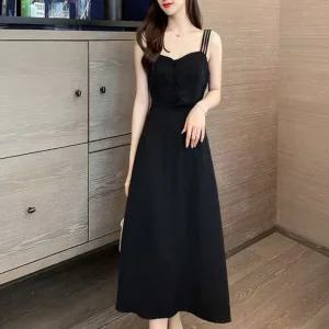 LN 블랙벨 슬림 롱 원피스 여성 여름 나시 민소매 치마 스커트