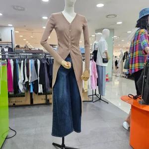 시슬리/애플아울렛/사선 셔링 롱 니트 가디건 SAKC03441