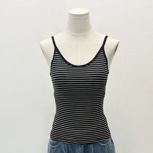 LN 스트라이프 브라 캡 나시 일체형 민소매 여성 여름 캐주얼 이너