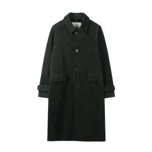 [커스텀멜로우](신세계 사우스시티)그린 코듀로이 롱코트 (CWCAA24004GRD)
