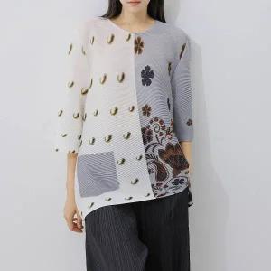 플라라 (88까지)플리츠하프아더패턴블라우스