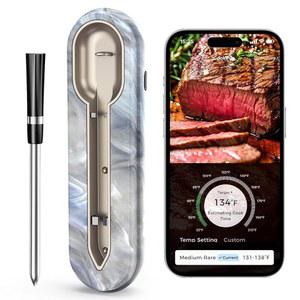 독특한 스톤 텍스처를 갖춘 아우라스키 무선 육류 온도계, 스마트 블루투스 앱 컨트롤, 500피트 원격 거리, 듀얼 알람, 그릴, 흡연, 패밀리 바비큐, 오븐용 방수 조리 온도계