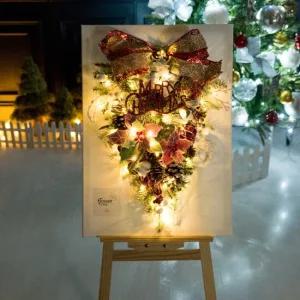 크리스마스 액자 트리 벽 장식 이젤세트 LED 노벌티 캔버스 95cm 벽걸이 테이블