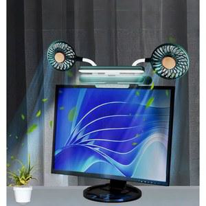 플립 LED 라이트 바, 투헤드 냉각 팬 컴퓨터 모니터, 사무실용 노트북 팬, 조용한 USB 3풍속, 평면 곡면 모니터 숲 녹색 를 통한 클립