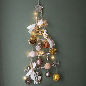 크리스마스 벽트리 나무 LED 루즈골드 우드 60cm 벽걸이 풀세트 소품 데코 촬영