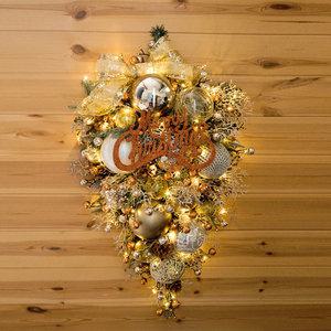 크리스마스 벽장식 트리 앙드 골든 75cm 벽걸이 소품 데코 풀세트 리스 촬영 파티