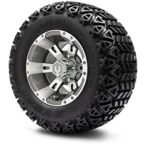 MODZ 매복 건메탈 10인치 골프 카트 휠 및 아리순 X-트레일 (20x10-10) 올터레인 타이어 콤보 - 4종 세트