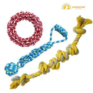 도그벤처 대형견 강아지 터그놀이 3종세트 로프 장난감 스트레스해소 분리불안 훈련용 튼튼한