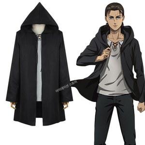 진격의 거인 에렌 블랙 망토 입체기동장치 조사병단 날개 롱코트 자유의 S 의상