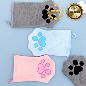 1쌍 애완 동물 목욕 장갑 마이크로 화이버 빠른 건조 개 고양이 타올 부드러운 양면 강아지 새끼 손질 용품