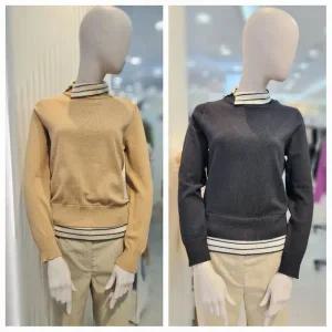 갤러리아 배색 목폴라 니트 풀오버 VOCBL4WA476