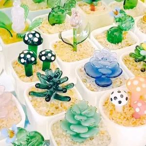 유리 선인장 다육이 선물 인테리어 공예 새싹 탁상