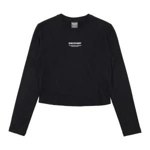 [디스커버리] 여성 크롭 슬림핏 긴팔티셔츠 DWRL41044BKS