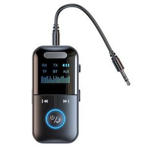 블루투스 5.4 오디오 송신기 수신기, 4-in-1 무선 송신기 어댑터, 비행기, 자동차, 노트북, 라디오, TV용 저지연/HD 화면/TF 카드 보조 어댑터