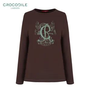 [크로커다일 레이디] 수파마 원단 로고아트 라운드넥 티셔츠_CLDFTS903
