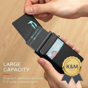 ID 신용카드 홀더 미니 지갑 탄성 백 파우치 슬림 알루미늄 자동 팝업 은행 케이스