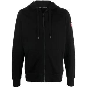 캐나다구스 블랙 코튼 로고 패치 후드 집업 7401M 9061