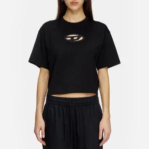 [디젤][당일출고] 디젤 25SS T-안지 피카부 로고 크롭 박시 티셔츠 블랙 A150960NIAX 9XX