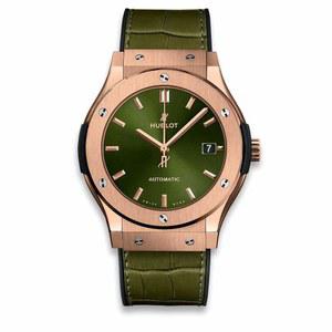 Hublot 클래식 퓨전 45mm 로즈 골드 그린 다이얼 시계 511.OX.8980.LR