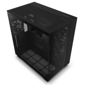 [미국배송] NZXT H9 플로우 듀얼 챔버 ATX 미드 타워 PC 게이밍 케이스 고공류 천공 탑 패널 강화 유리 전면 및 측면 360MM 라디에이터 지원 케이블 관리 블랙