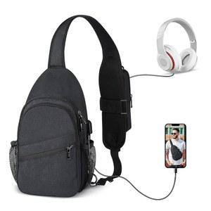 RFID 차단 기능과 USB 충전 포트가 있는 VADOO 슬링 백팩, 여행용 남성용 크로스바디 백팩 및 탈착식 휴대폰 파우치