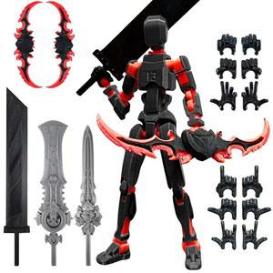 T13 액션 피규어 세트 - 타이탄 13 로봇, 3D 프린팅, 럭키 13, 데스크톱 장식, 더미 13 세트, 블랙 레드(조립 완료)