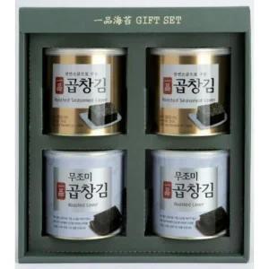 고품질 Ksr 일품 조미 무조미 곱창김 혼합세트 캔김 선물세트 4캔 (WFJLIUC)