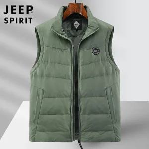 JEEP SPIRIT 남자 조끼 남성 겨울 두꺼운 따뜻한 경량 다운 조끼