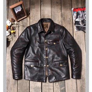 클래식 작업용 가죽 자켓 코어 말가죽 코트 남성 빈티지 캐주얼