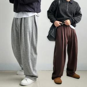 리얼타임 3턱 벌룬 스?팬츠/남자 와이드 트레이닝 스웨트 통 큰 넓은 회색 츄리닝 합포원단 고중량 고무줄 추리닝 바지 커플 [4C]