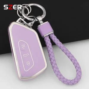 차키케이스 커버 TPU 차량용 키 케이스 VW Volkseagen 골프 8mK8 ID3 ID4 Cupra Skoda Octavia A8 좌석 Leo