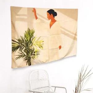 [보리보리/오너클랜]대형 패브릭 포스터 식물과 여성 S