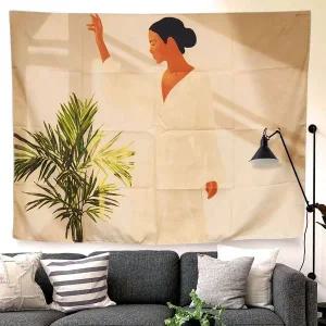 [보리보리/오너클랜]대형 패브릭 포스터 식물과 여성 L