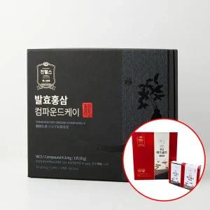 [행사] 진웰스 발효홍삼 컴파운드K 스틱30포 (쇼핑백증정) + 진웰스 6년근 홍삼 레드골드 30포 추가증정