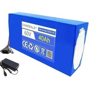 60V 40Ah 배터리 팩, BMS 및 67.2V 전기 자전거 스쿠터용 충전기, 16S8P 고성능 충전식 전원 솔루션