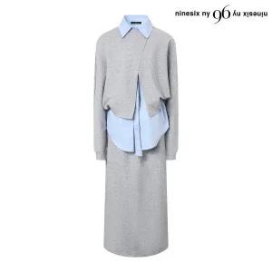 [롯데백화점]나인식스뉴욕 민소매 셔츠 맨투맨 레이어드 스커트 셋업 (NP3OW006L0)