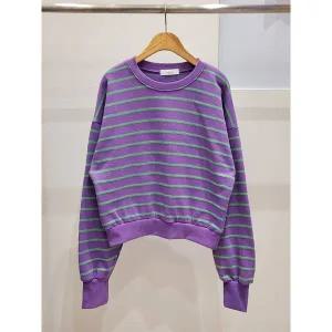 [하프클럽/샵앤]국산 여성 라운드 세미크롭 단가라 긴팔 맨투맨 LL-WSH-4842-퍼