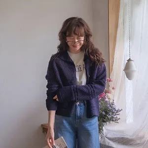 리린 코지 보송한 크로쉐 카라 가디건