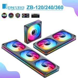 Jonsbo ZB-120240360 결합 케이스 팬 360 양면 천 레이어 미러 120mm PWM CPU 냉각 팬 ZB-240BR ARGB 역방