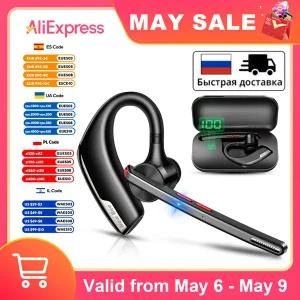 New Bee M51 M53 무선 블루투스 헤드셋 핸즈프리 이어폰 500mAh 배터리 이어폰 듀얼 마이크 소음 차단 헤드