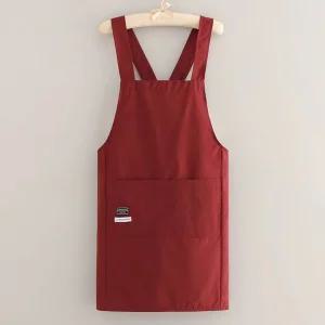 오르모 깔끔한 레드 앞치마 어린이집 미용실 카페앞치마 카페앞치마 미용