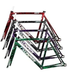 2025 쓰나미 픽시 프레임 자전거 퍼플 레드 불꽃 블랙