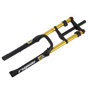 RUJIXU 26인치 팻 포크 여행 170mm 4.0인치 타이어 MTB 자전거 에어 서스펜션 포크 1-1/8인치 더블 어깨 리바운드 조정 디스크 브레이크 QR 자전거 프론트 포크 스노우 비치 E-바이크용