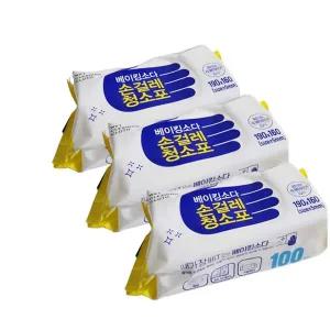 [무중력의자]베이킹소다손걸레100매 3통 걸레포베이킹소다 청소포