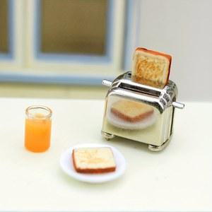 체중계 주방 장면 모델 미니 금속 토스터기, 창의적인 미니 아침 식사 토스터기, 인형 집 액세서리 시뮬레이션 토스터기, 1:12