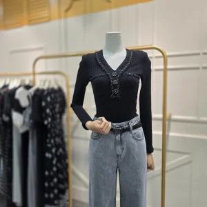 에고이스트 브이넥 골지 슬림핏 티셔츠 ER4JT902BK CA 734564